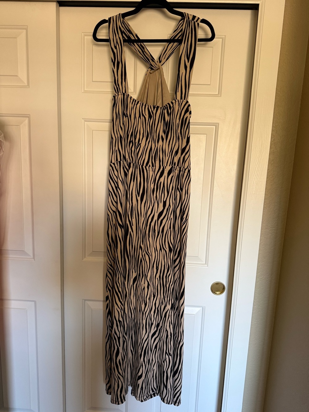 INC International Concepts Beige & Black Zebra-Print Maxi